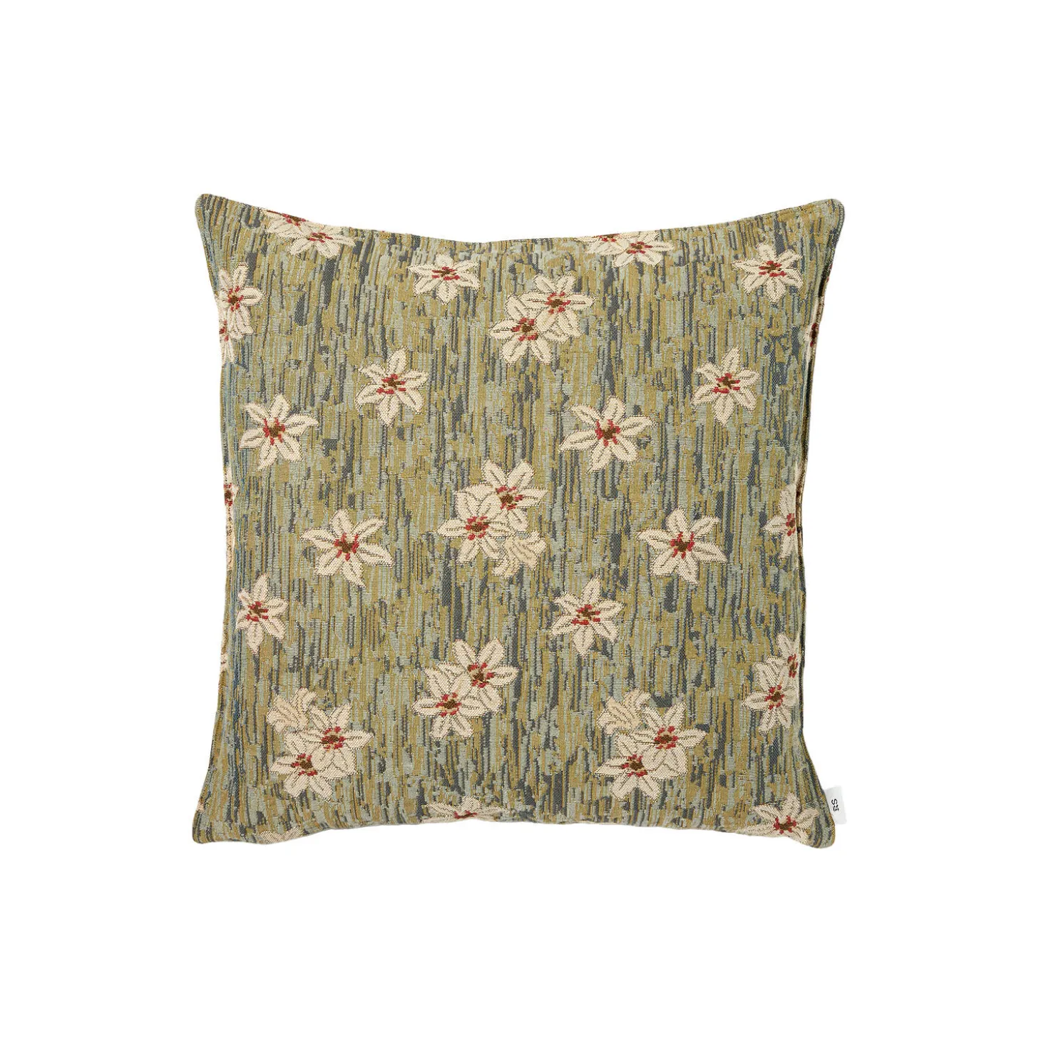 Annie flowers pute 50x50, green/blue
