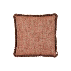 Audrey denim fringe pute 50x50, red rust