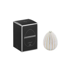 Bois de Russie duftlys egg, white gold stripes