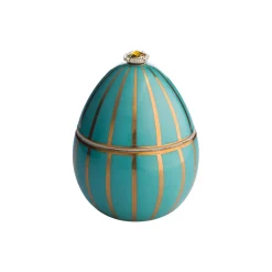Bois de Russie duftlys egg, turquoise golden stripes