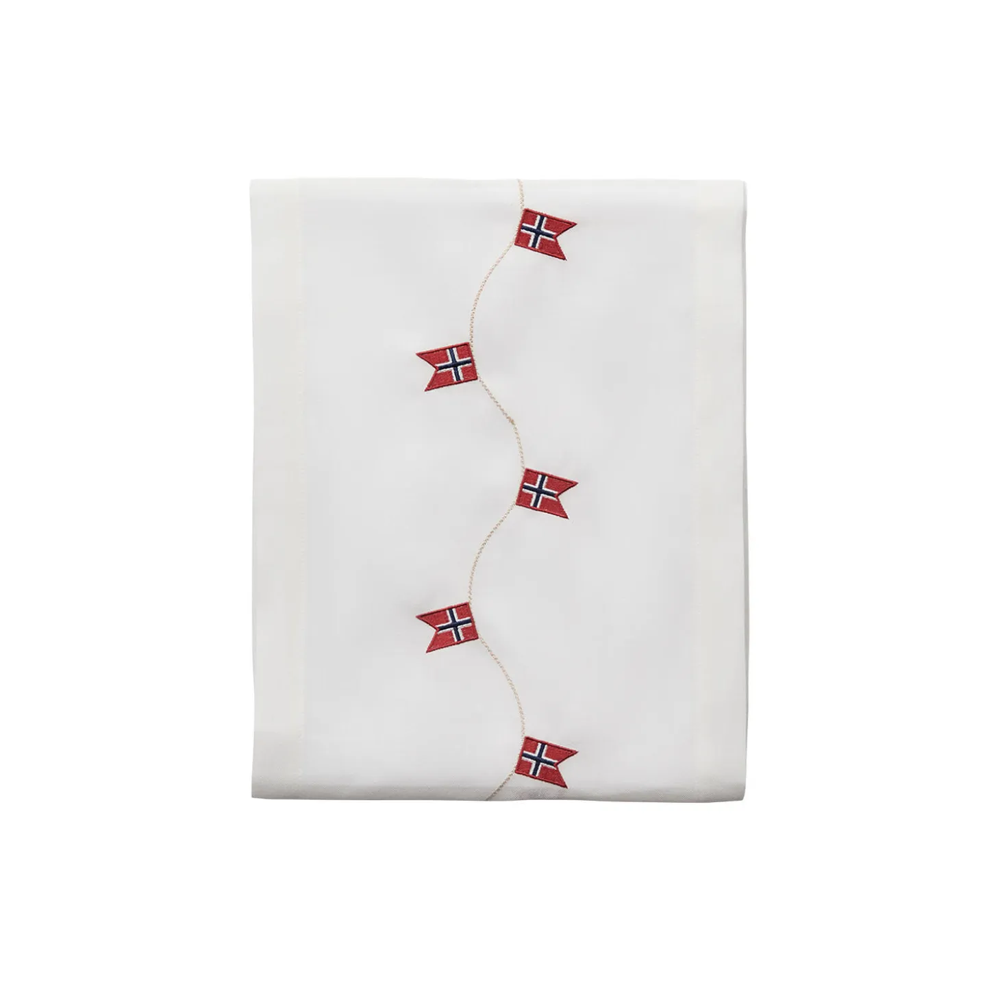 Bordløper med norske flagg, hvit