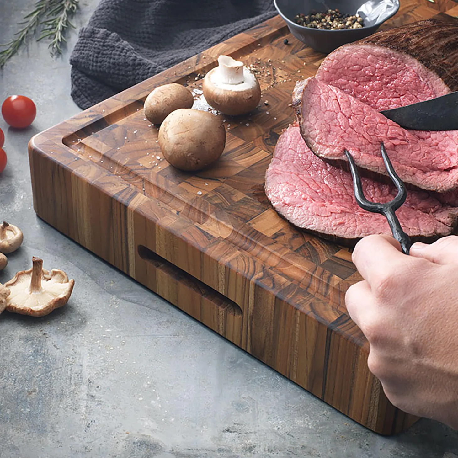 BUTCHER BLOCK skjærebrett med saftspor ekstra tykt