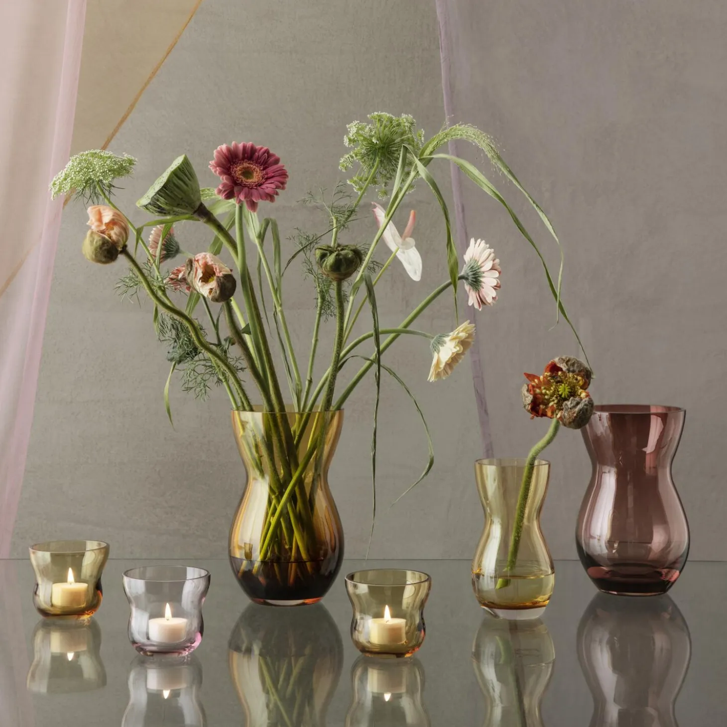 Calabas duo vase, burgunder/amber