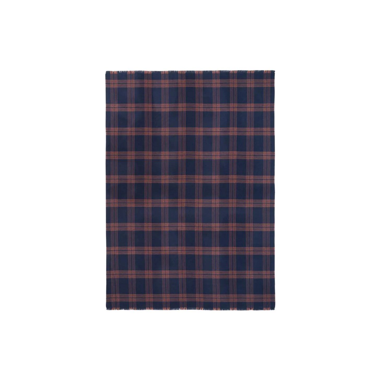 Check pledd, blue/rusty red