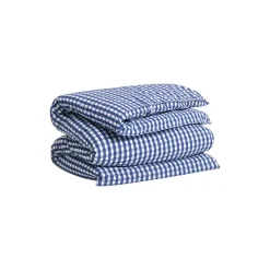 Check Seersucker dynetrekk, vintage blue