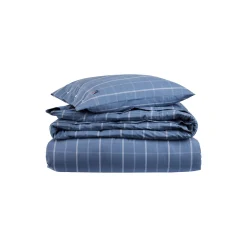 Checked Cotton Poplin sengetøy, misty blue/white