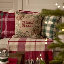 Checked Pillow Cover, red/green/white