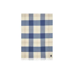 Checked Recycled pledd, tåkeblå/beige/hvit