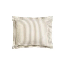 Cotton Linen Stripe putetrekk, oat beige