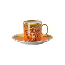 Cup/Saucer 4 tall, orange coin