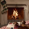 Dog Sleigh Velvet Pillow, white multi