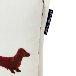 Dog Sleigh Velvet Pillow, white multi