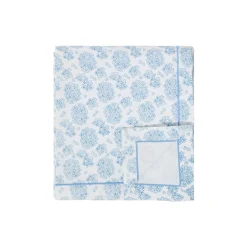 Floral Org. Cotton duk, blue/white
