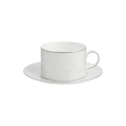 Gio Platinum tekopp & asjett, hvit/sølv