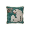 GM bear fringe pute 50x50, green/rust