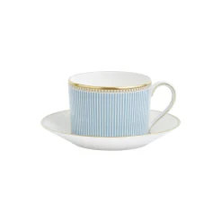 HELIA Teacup Saucer, hvit og turkis/gull
