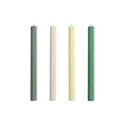 Hexagon stearinlys, greens/whites
