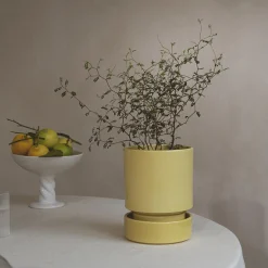 Hoff GLAZED potte, pale yellow