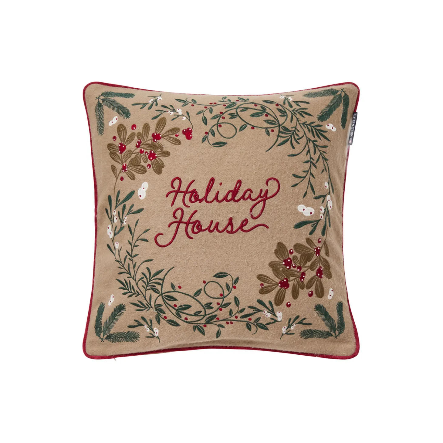 Holiday House Pillow Cover, beige multi