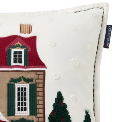 House Velvet Pillow Cover, white multi