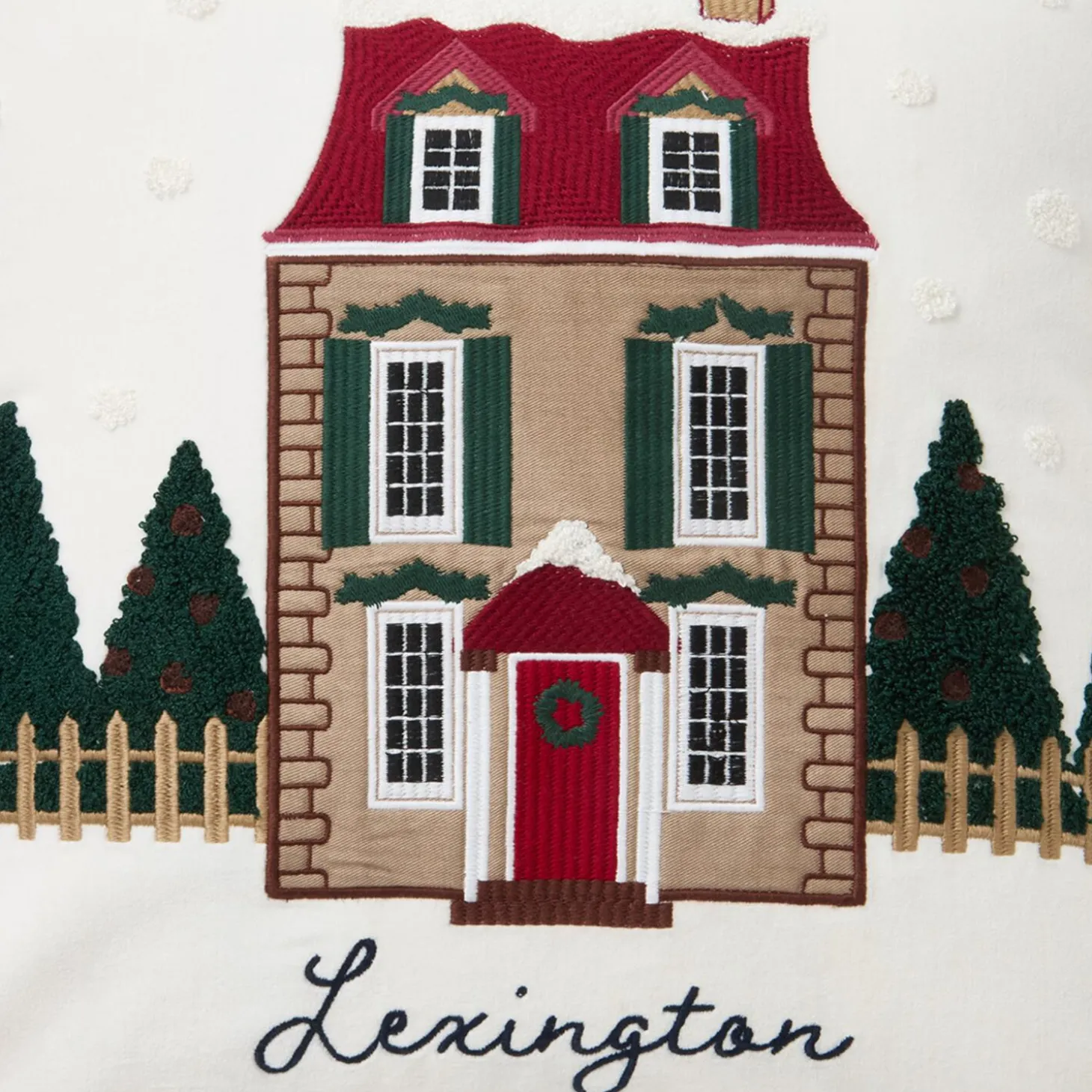 House Velvet Pillow Cover, white multi