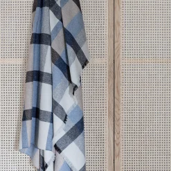 Intersection pledd, ocean blue/white/grey