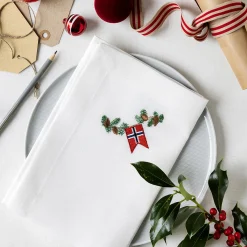 Juleserviett med julehjerte, hvit