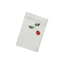 Juleserviett med julehjerte, hvit