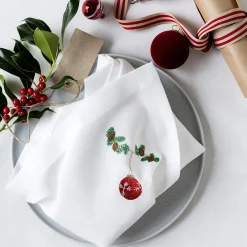 Juleserviett med julehjerte, hvit