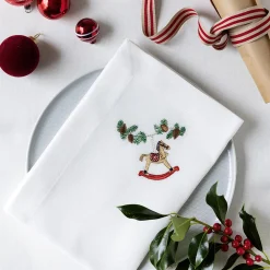 Juleserviett med julehjerte, hvit