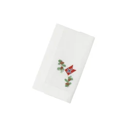 Juleserviett med julehjerte, hvit