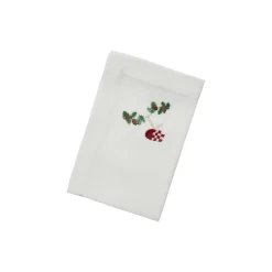 Juleserviett med julehjerte, hvit