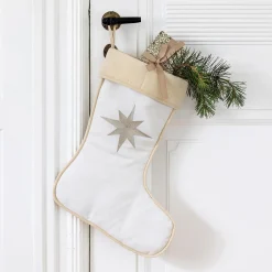 Julesokk med stor brodert sølvstjerne