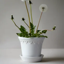 Københavner GLAZED krukke med underfat, mineral white