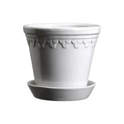 Københavner GLAZED krukke med underfat, mineral white