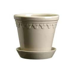 Københavner GLAZED krukke med underfat, sand stone