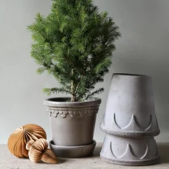 Københavner GLAZED krukke med underfat, pearl grey