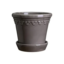Københavner GLAZED krukke med underfat, pearl grey
