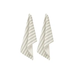 Kjøkkenhåndduk 2-pk, kremhvit med beige striper