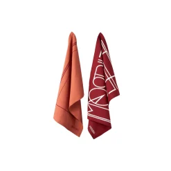 Kjøkkenhånduk 2-pk, rød med mønster/logo