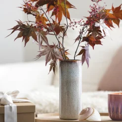 Lave cylinder vase, beige