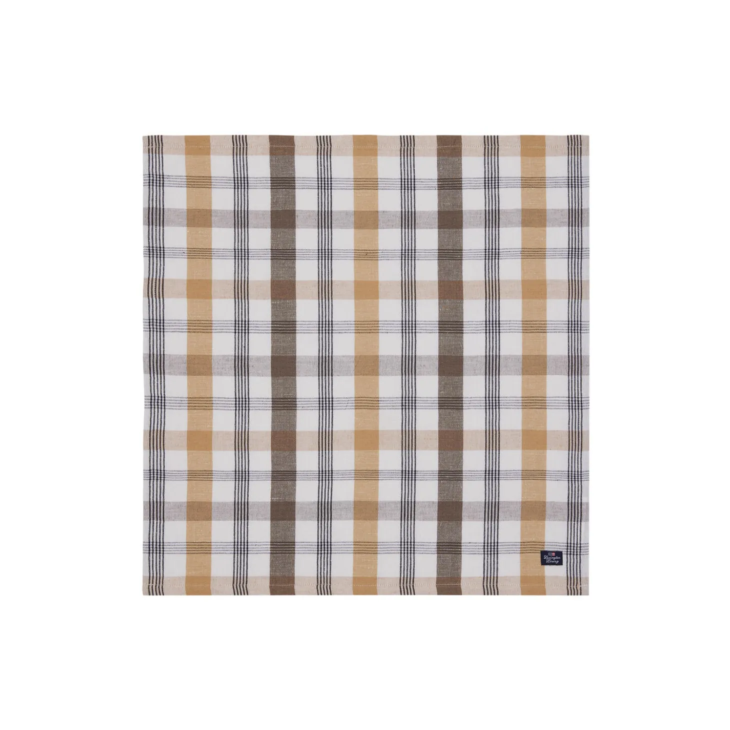 Lin/bomullsserviett, olive/white/stone