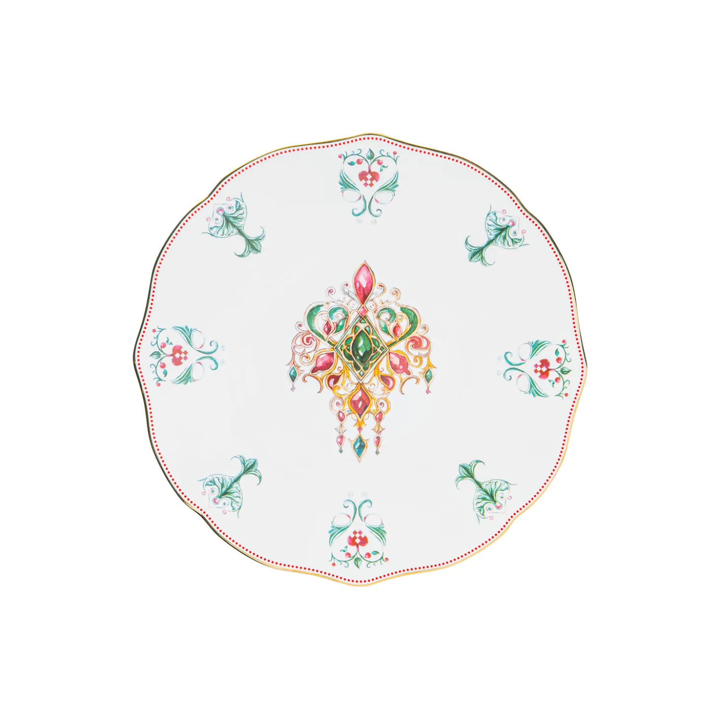 Lucia asjett 17 cm, hvit/rød/grønn