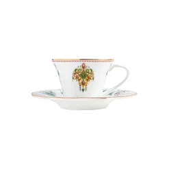 Lucia kaffekopp m/skål sett, hvit/rød/grønn
