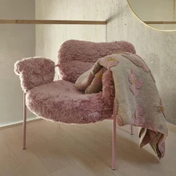 Magnolia pledd - lett kort ull, rosa/beige
