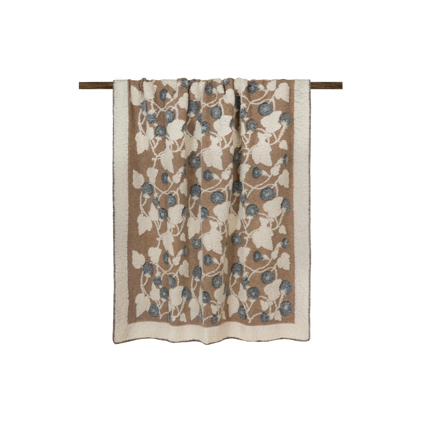 Melodia Grigio Boiled Wool pledd, beige/grey