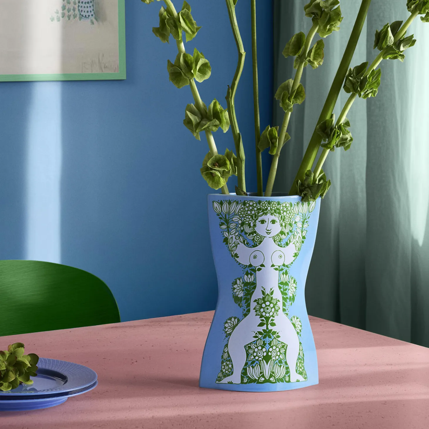 Nina Vase, lys blå/grønn