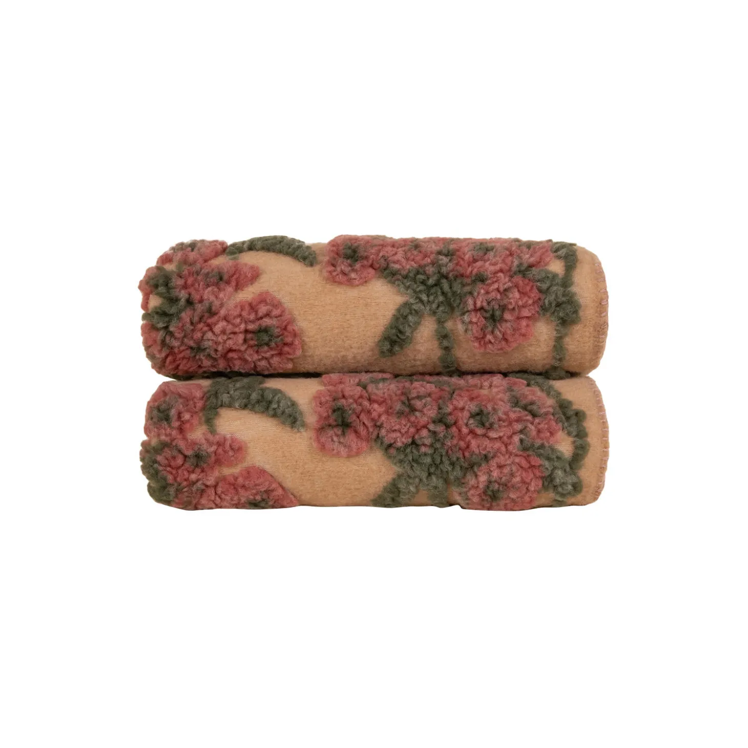 OLD FLOWER Easy boiled wool pledd 150x190cm, burgundy