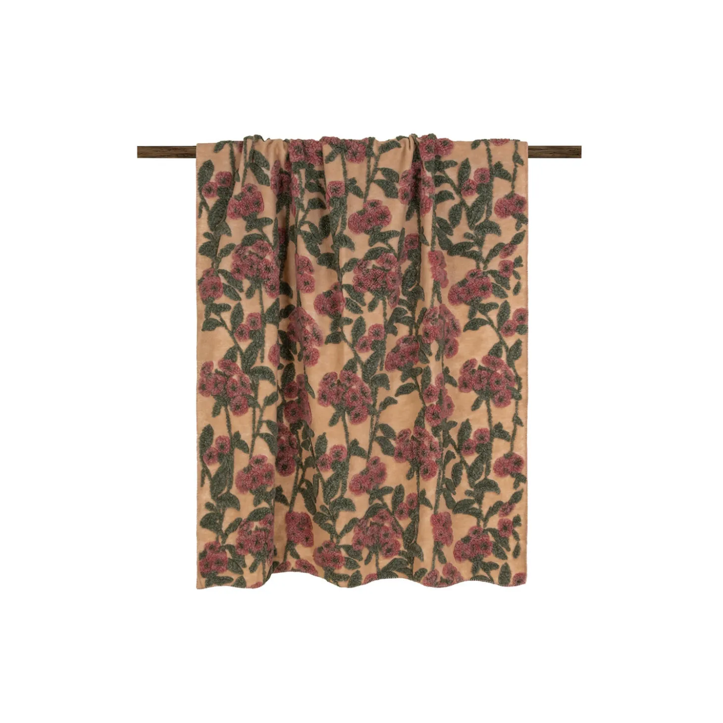 OLD FLOWER Easy boiled wool pledd 150x190cm, burgundy