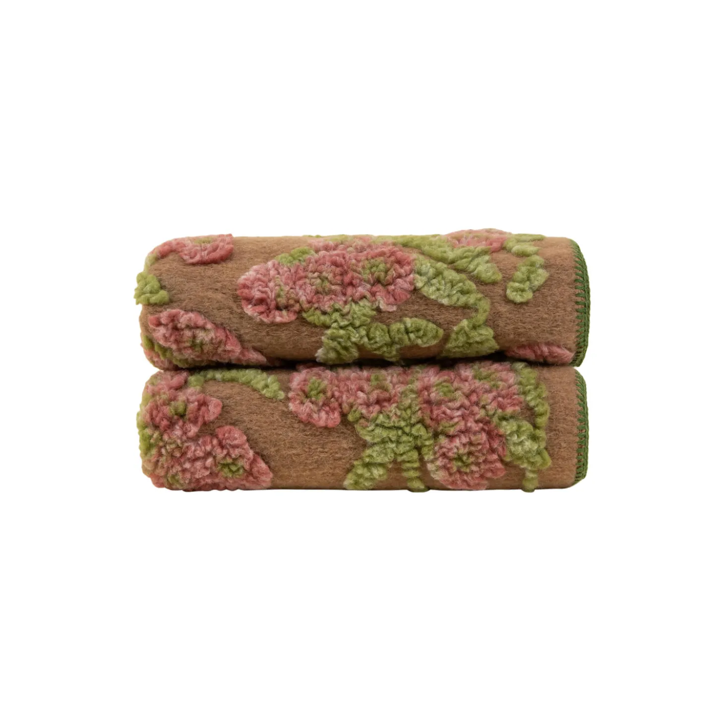 Old Flower Easy Boiled Wool pledd, brown/pink/green